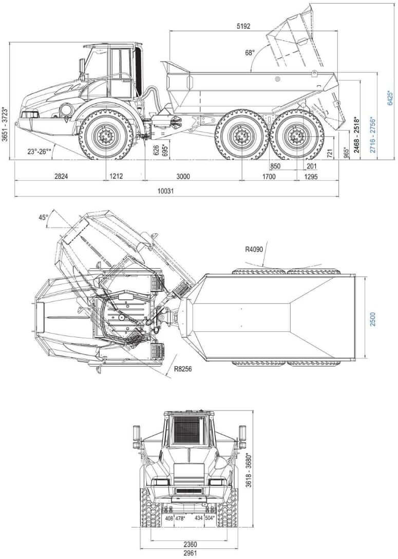 Astra ADT25C Articulated Dump Truck Dimensions and Weight