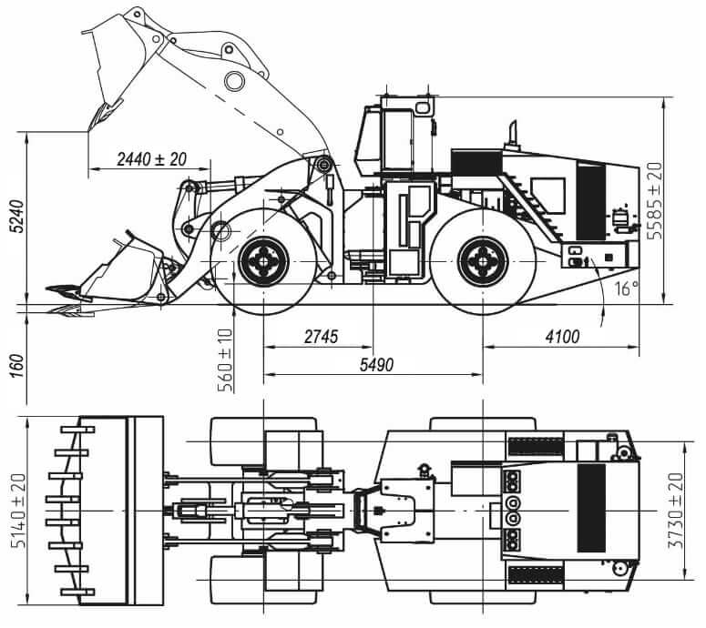 Belaz 78250 Wheel Loader Dimensions