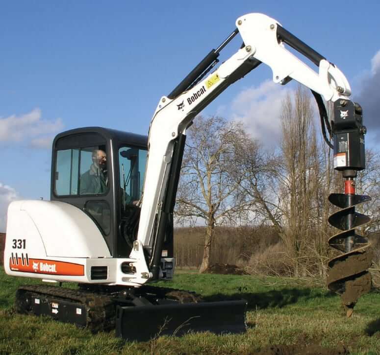 Bobcat 331 Mini Excavator with Auger Attachment