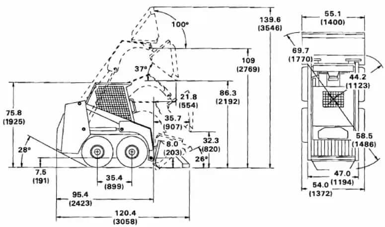 Bobcat 743 Skid Steer Loader Dimensions