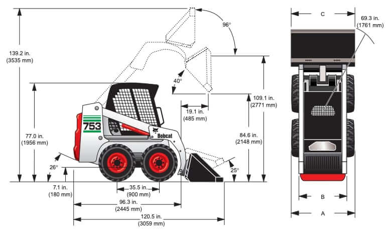 Bobcat 753 Skid Steer Loader Dimensions