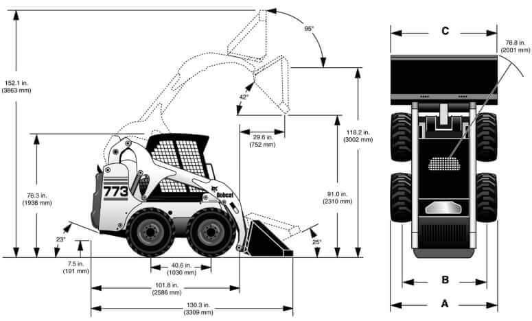 Bobcat 773 Skid Steer Loader Dimensions