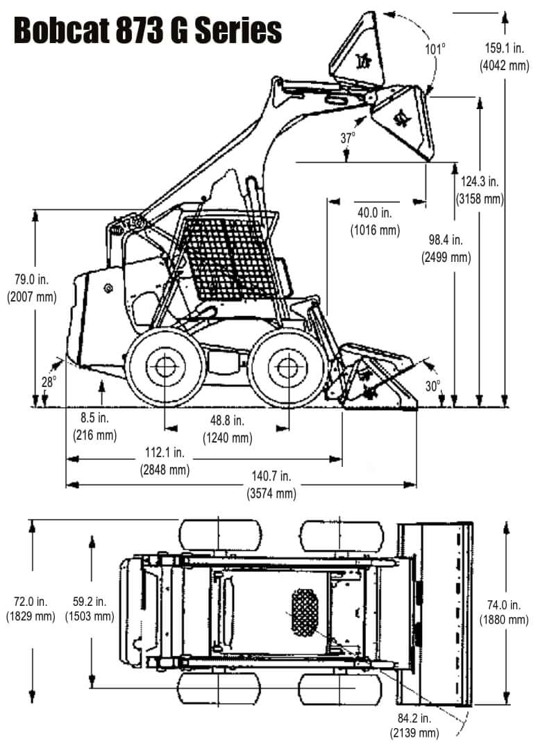 Bobcat 873 Skid Steer Loader Dimensions
