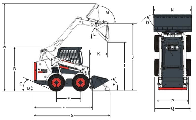 Bobcat S570 Skid Steer Loader Dimensions