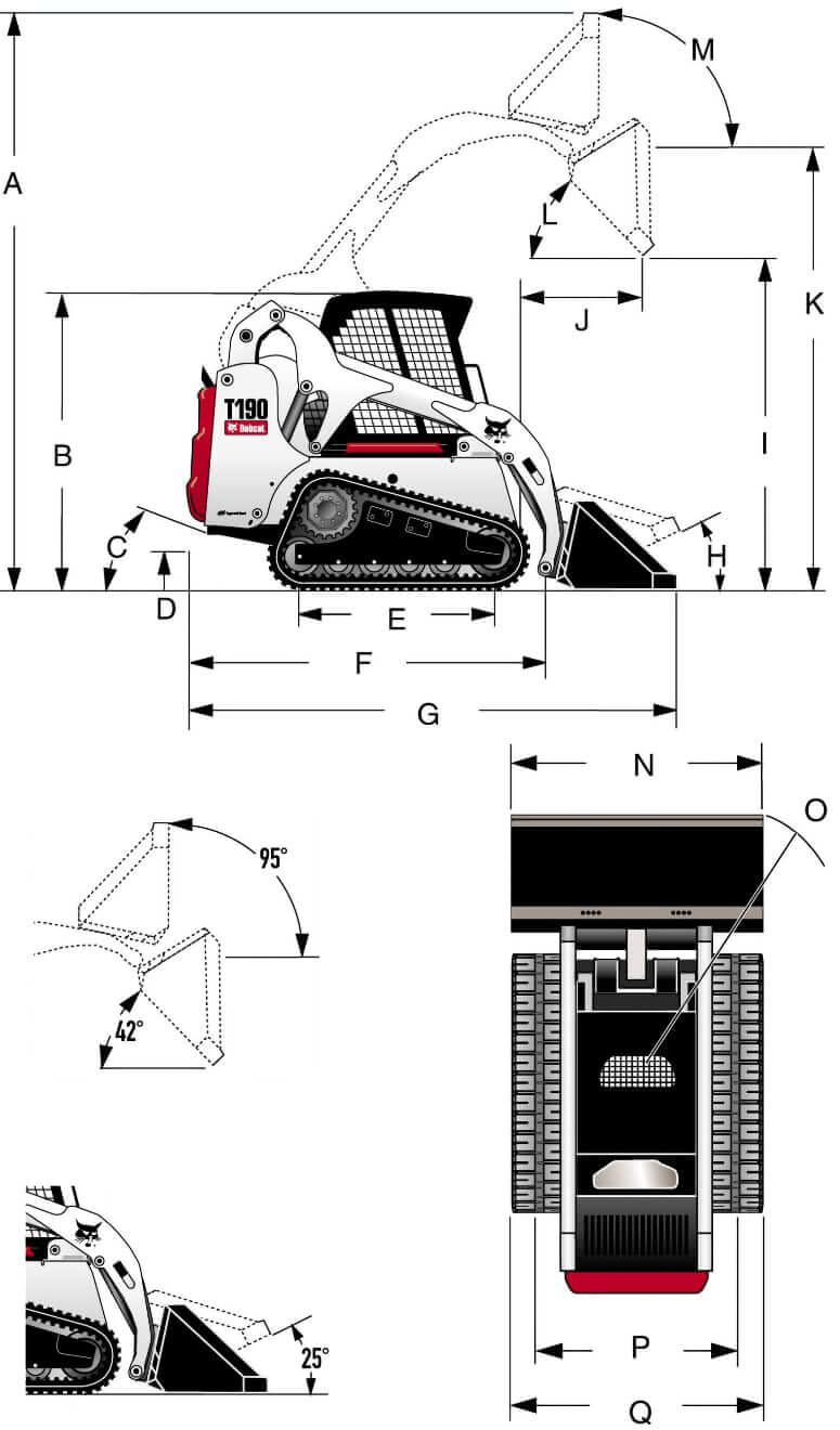 Bobcat T190 Compact Track Loader Dimensions