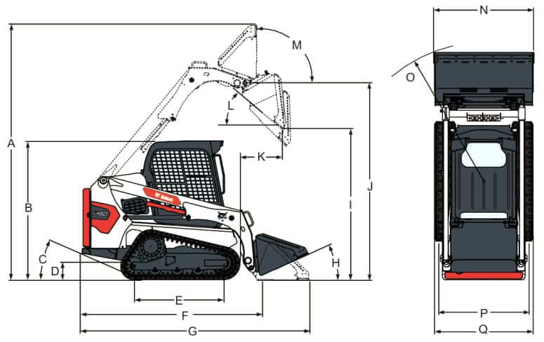 Bobcat T450 Compact Track Loader Dimensions