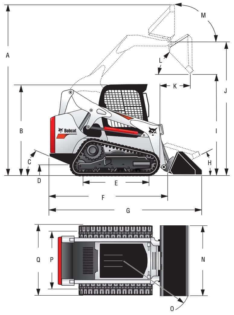 Bobcat T550 Compact Track Loader Dimensions