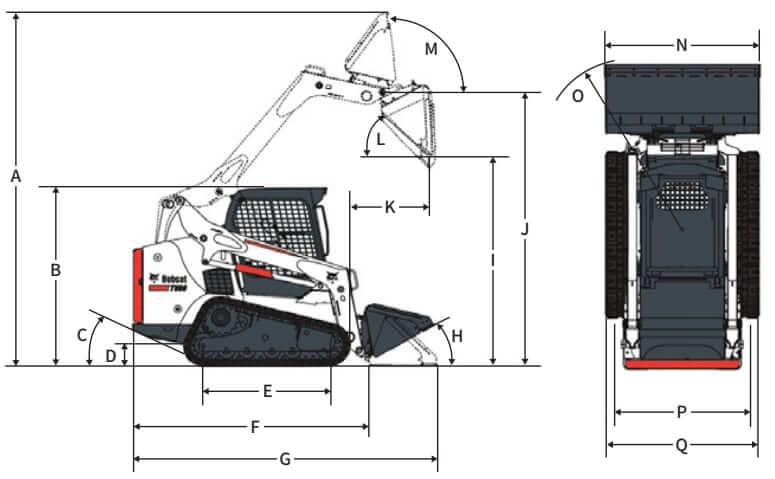Bobcat T590 Compact Track Loader Dimensions