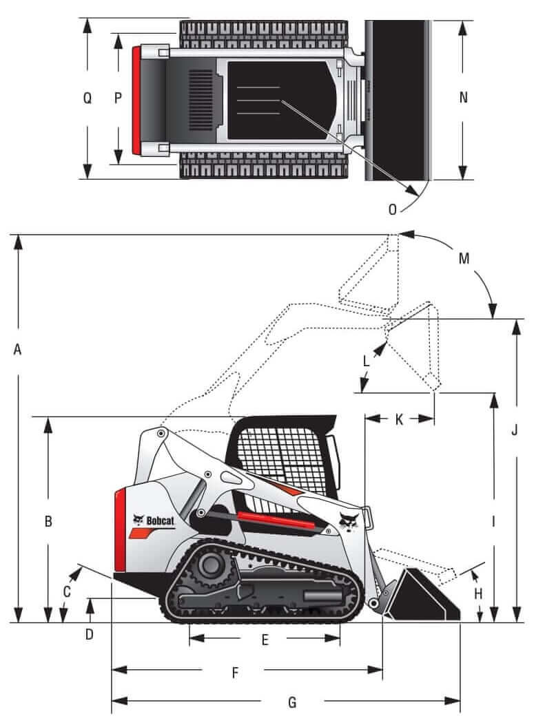 Bobcat T595 Compact Track Loader Dimensions