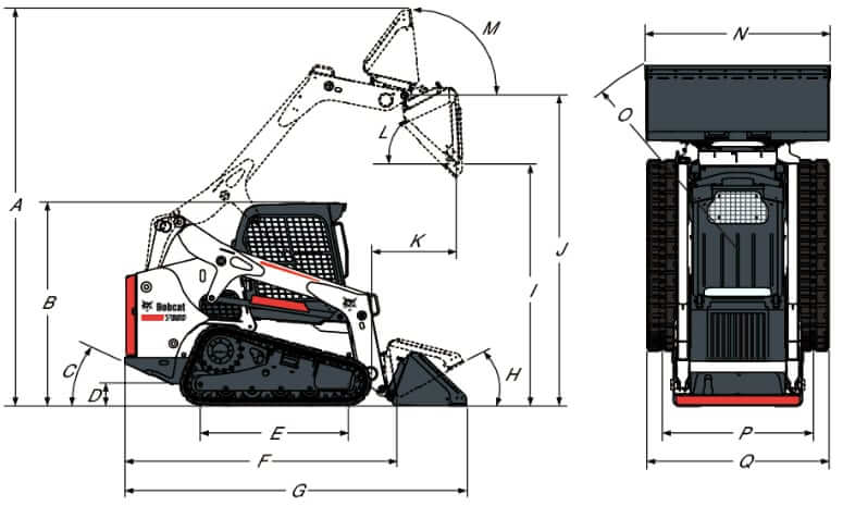 Bobcat T650 Compact Track Loader Dimensions