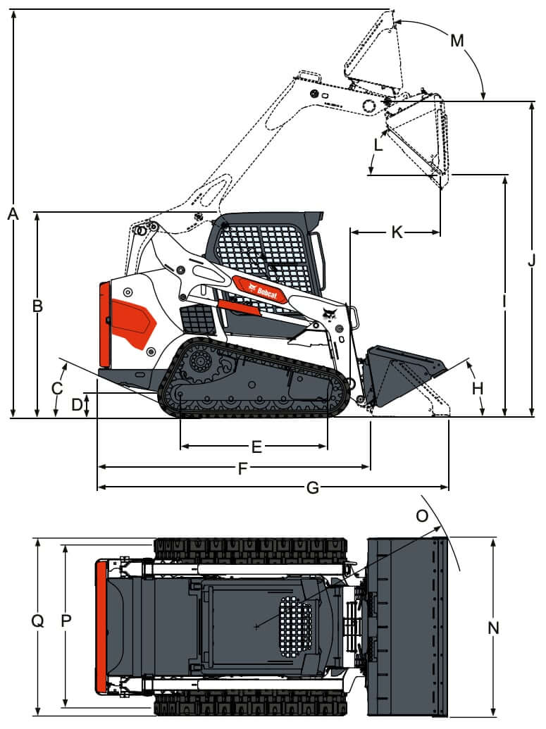 Bobcat T66 Compact Track Loader Dimensions