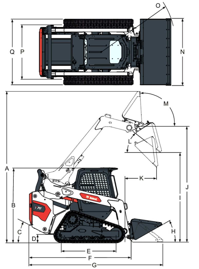 Bobcat T76 Compact Track Loader Dimensions