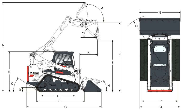Bobcat T870 Compact Track Loader Dimensions