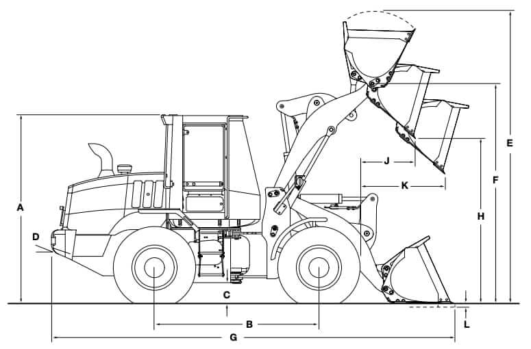 Case 921F Wheel Loader Dimensions