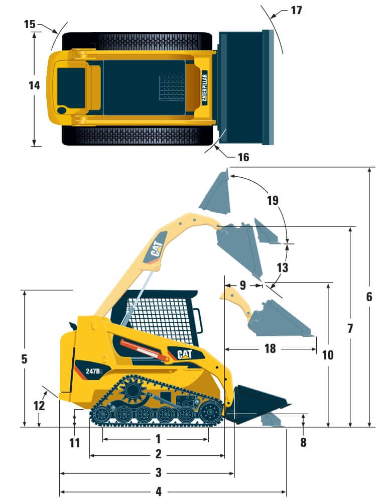 CAT 247B Series 2 Compact Track Loader Dimensions
