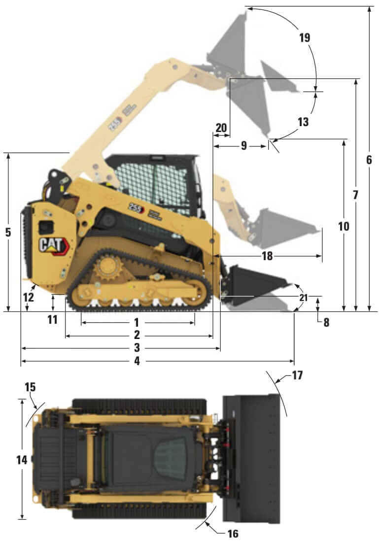CAT 255 Compact Track Loader Dimensions