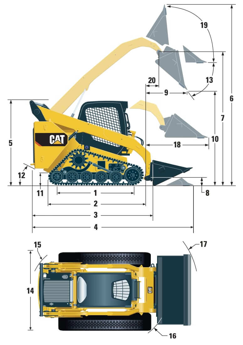 CAT 257D Compact Track Loader Dimensions