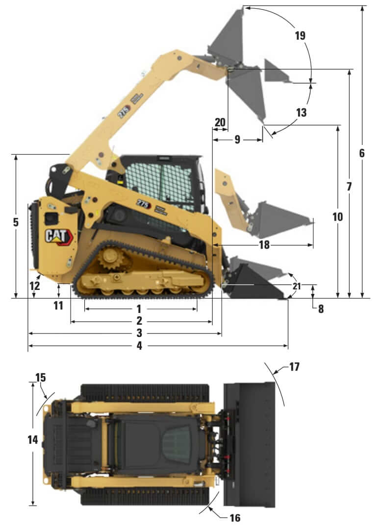 CAT 275 Compact Track Loader Dimensions