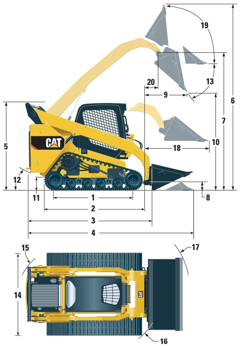 CAT 287D Compact Track Loader Dimensions