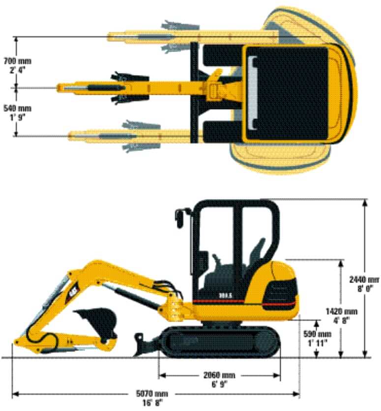CAT 303.5 Mini Excavator Dimensions