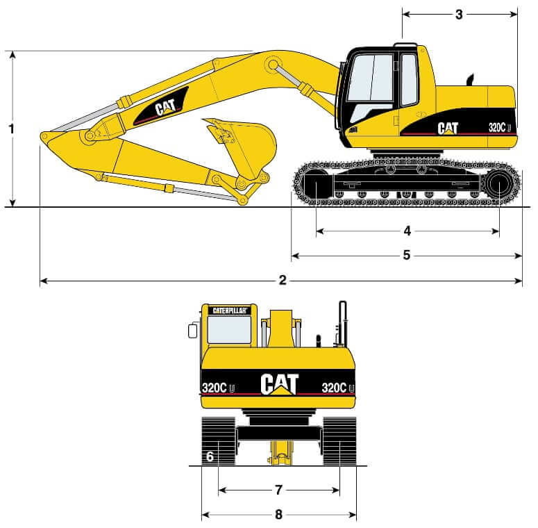CAT 320CU Excavator Dimensions