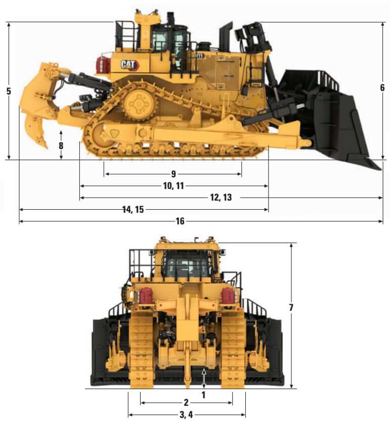 CAT D11 Dozer Dimensions