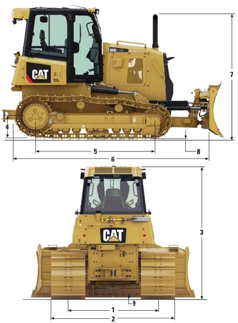 CAT D6K2 Dozer Dimensions