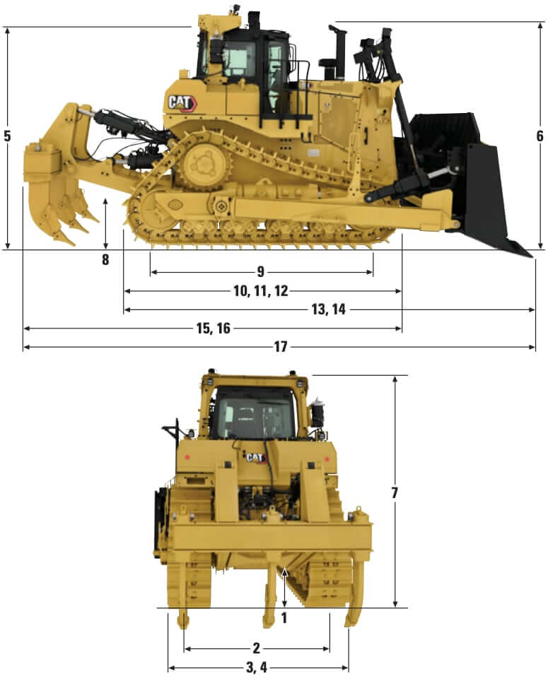 CAT D9 Dozer Dimensions