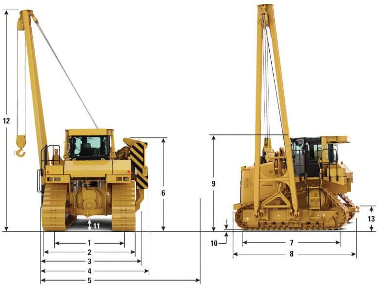 CAT PL87 Pipe Layer Dimensions