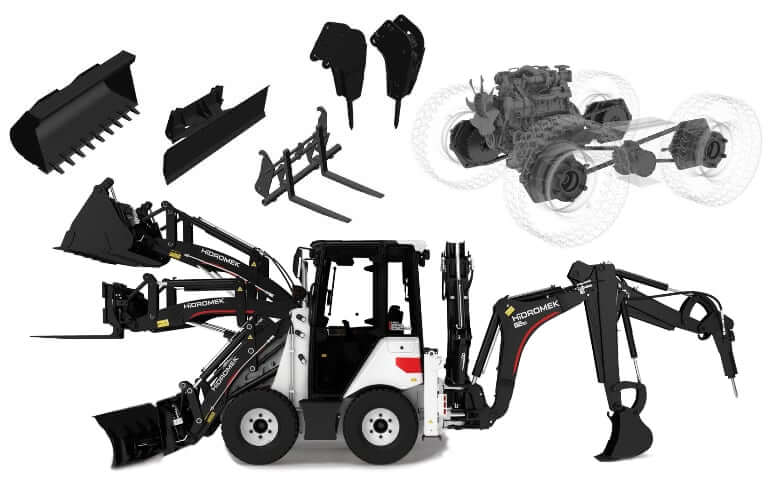 Hidromek HMK 62 SS Mini Backhoe Loader Attachments