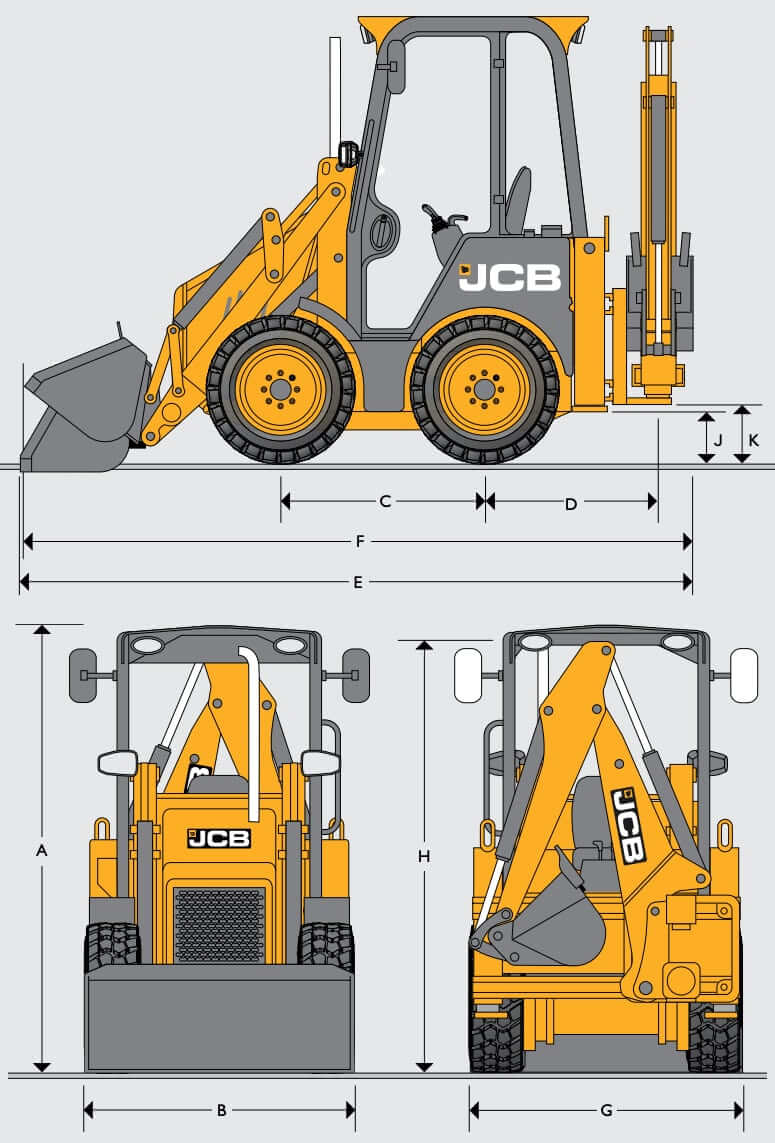 JCB 1CX Backhoe Loader Dimensions