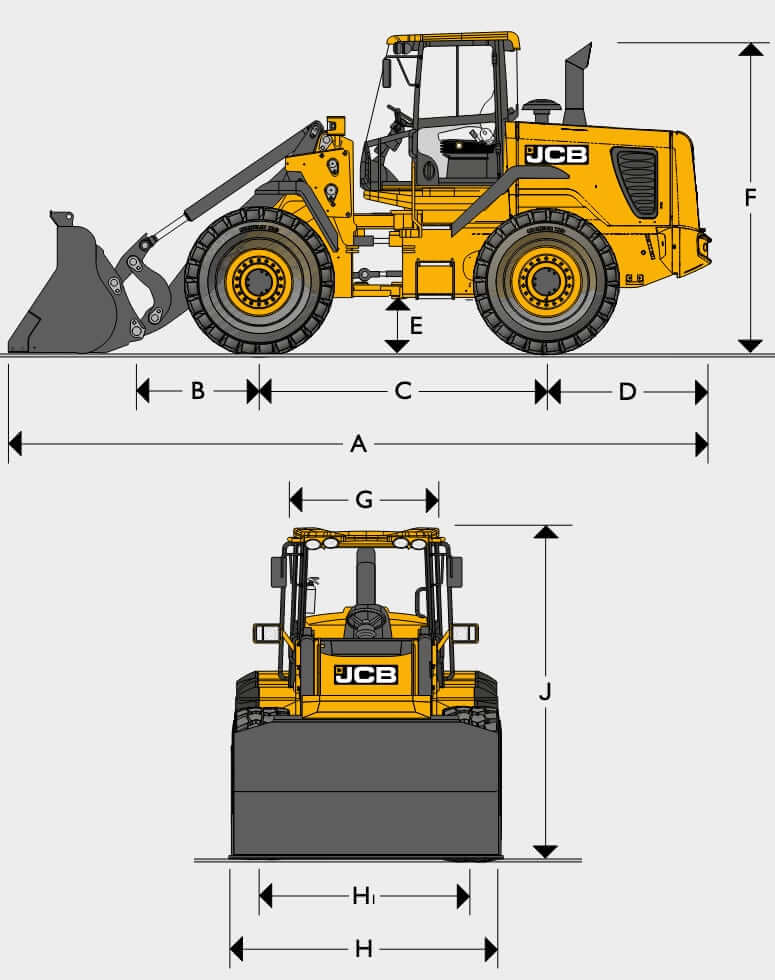 JCB 435S Wheel Loader Dimensions