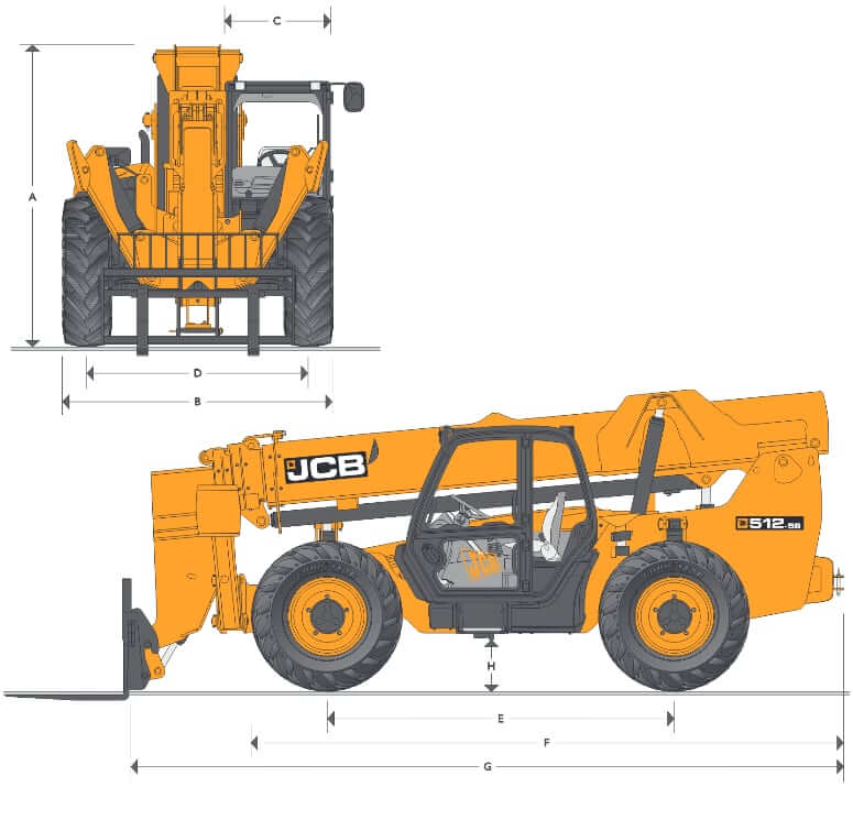 JCB 512-56 Telehandler Dimensions