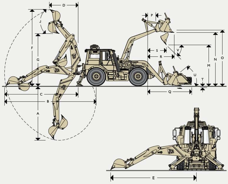 JCB HMEE Backhoe Loader Working Range