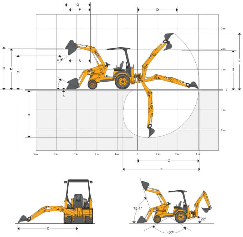 JCB MINI CX Series II 4x4 Working Range