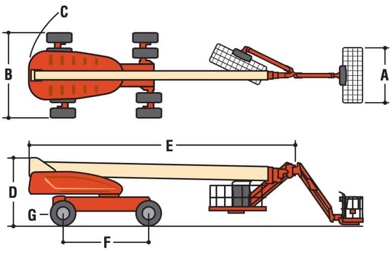 JLG 1350SJP Boom Lift Dimensions and Weight