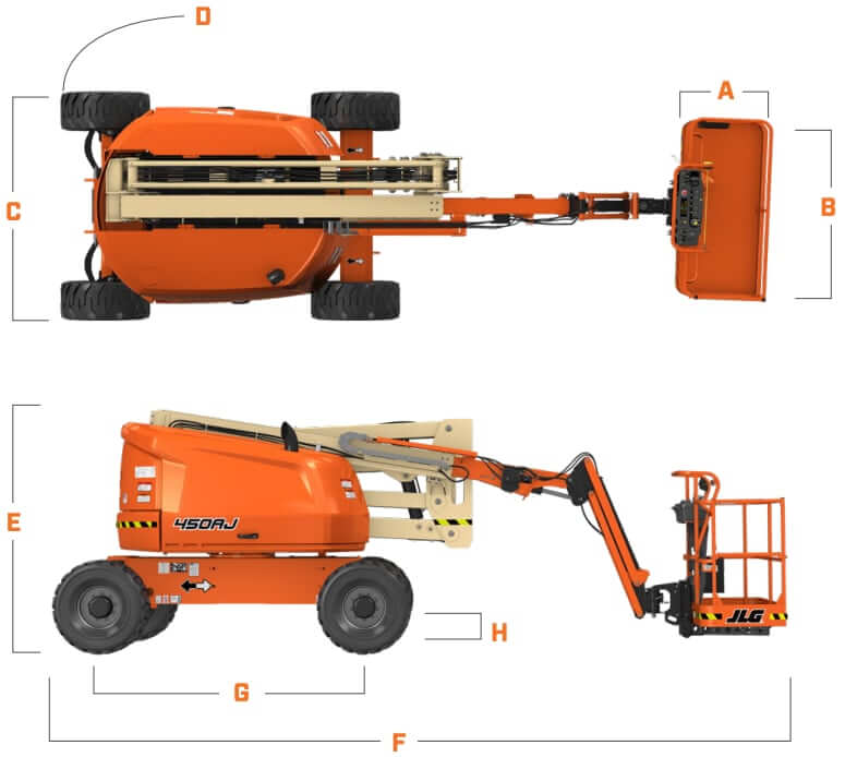 JLG 450AJ Boom Lift Dimensions and Weight