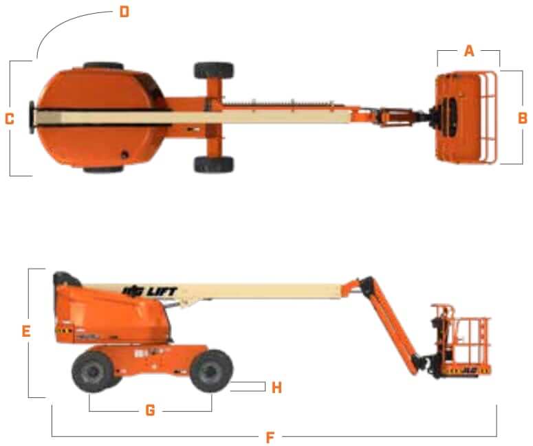 JLG 460SJ Telescopic Boom Lift Dimensions