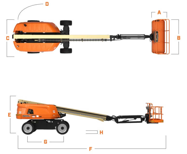 JLG 660SJ Boom Lift Dimensions