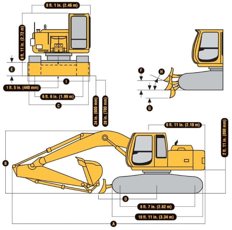 John Deere 110 Excavator Weight and Dimensions