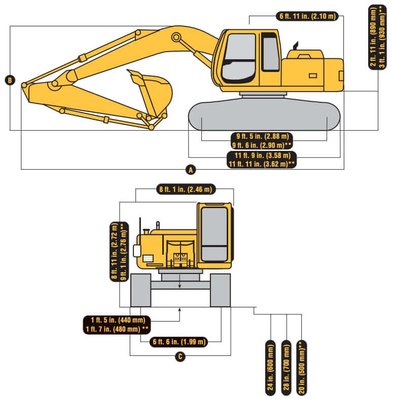 John Deere 120 Excavator Dimensions