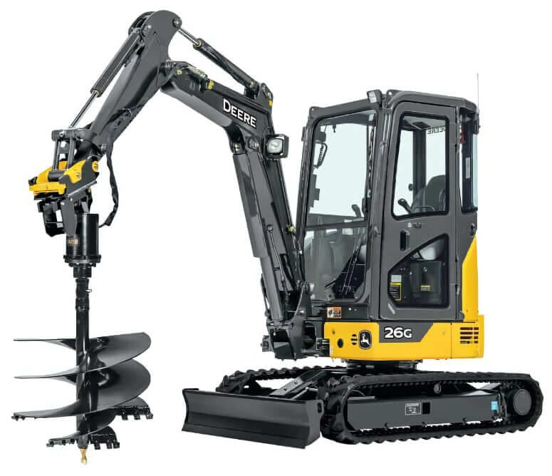 John Deere 26G Compact Excavator with Auger