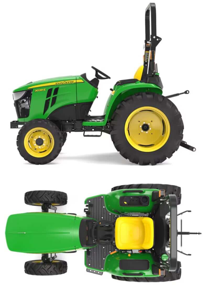 John Deere 3038E Utility Tractor Dimensions
