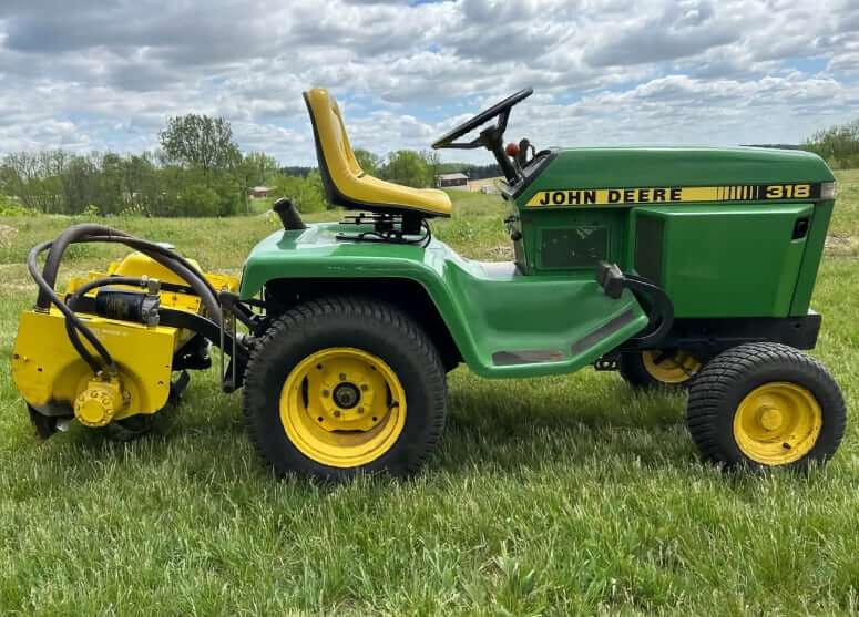 John Deere 318 Tractor with Rear Shaft-drive Tiller