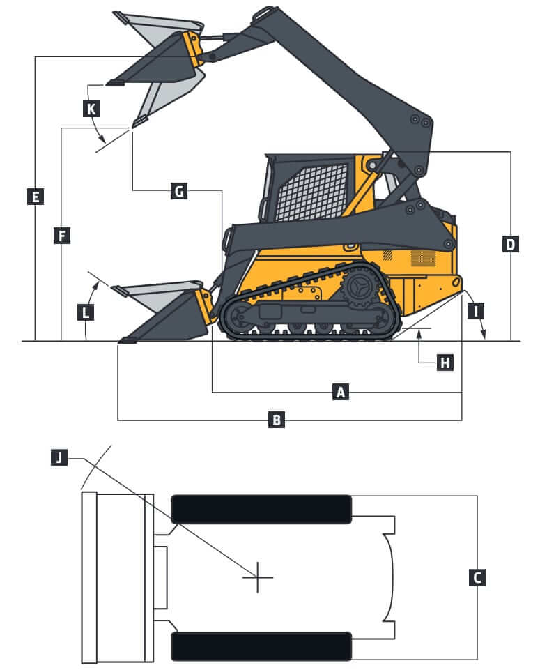 John Deere 323E Compact Track Loader Dimensions