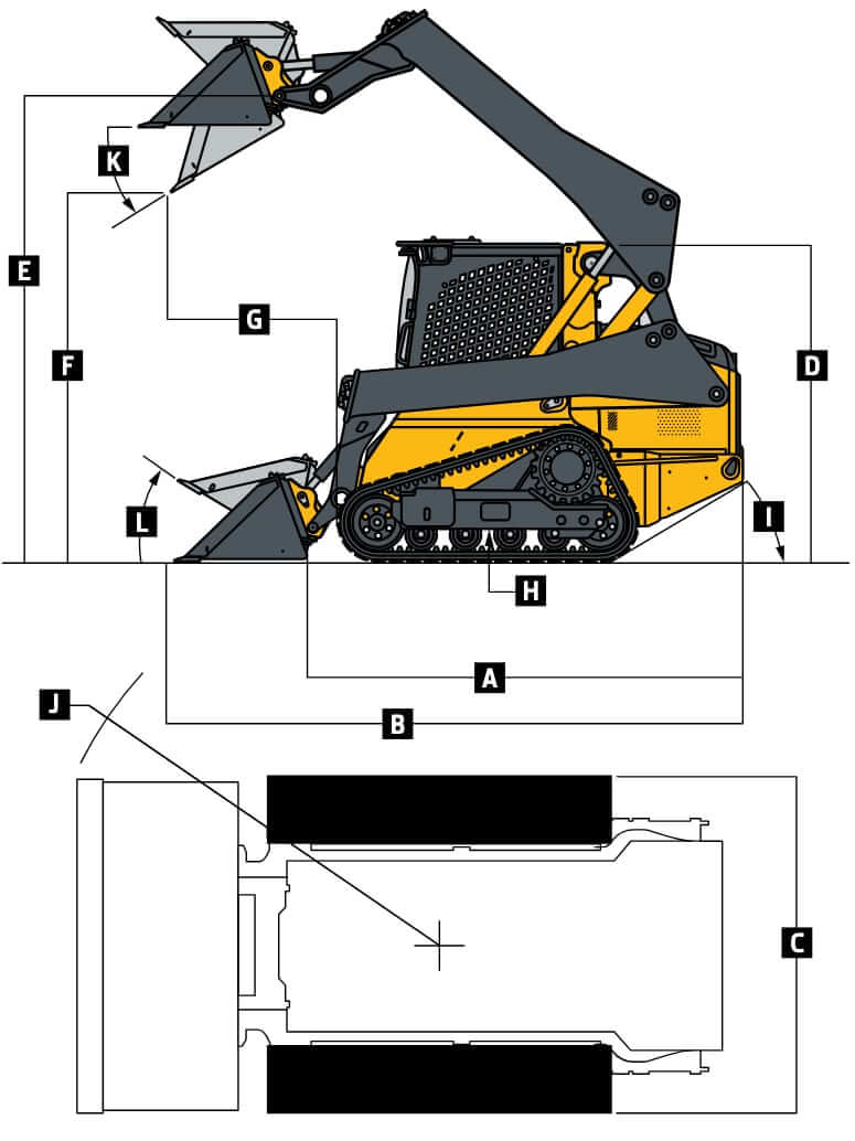 John Deere 325G Compact Track Loader Dimensions