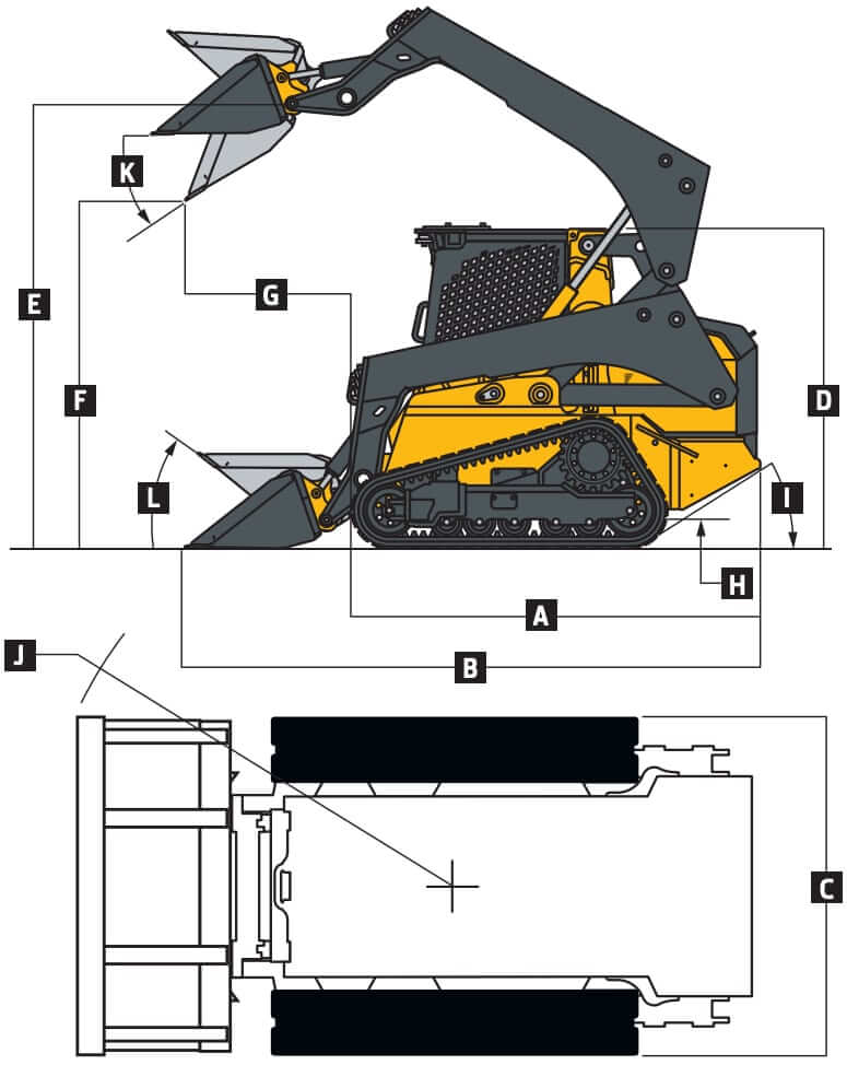 John Deere 331G Compact Track Loader Dimensions