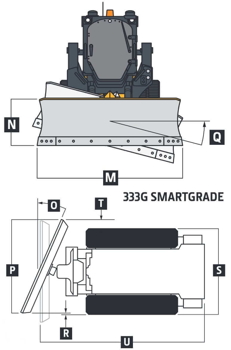 John Deere 333G SmartGrade Dimensions