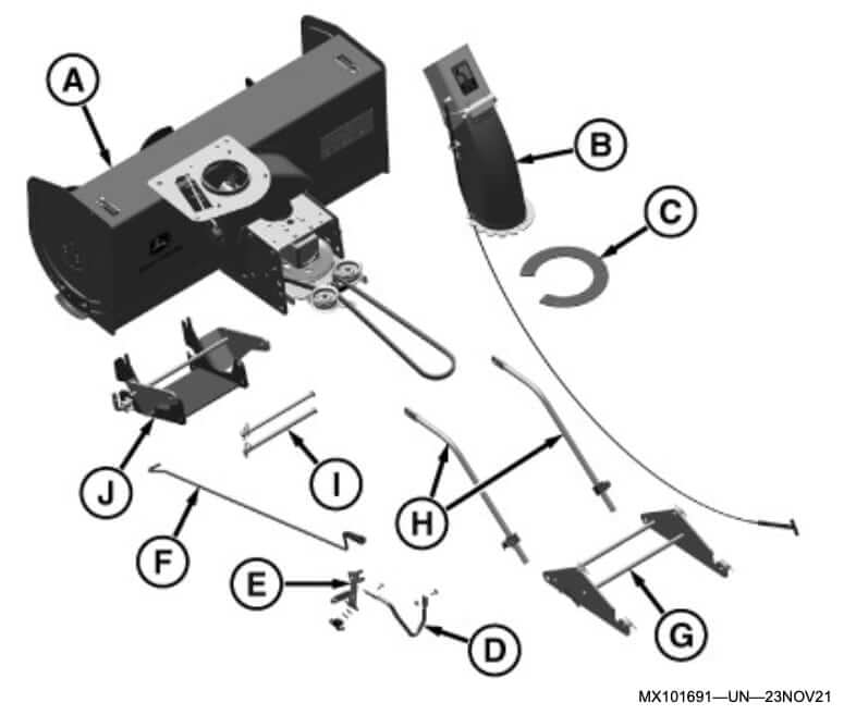 John Deere 44 Snowblower for X300 Series Assembly