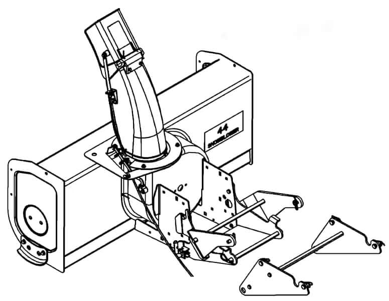 John Deere 44 Snowblower for X300 Series Dimensions